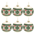 Christmas Decorative Ornament (Set of 6) Nordic Patterned Glass 4.25" H By Melrose