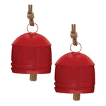 Rustic Red Metal Bell Christmas Ornaments Set of 2 7 Inch Iron Jute by Melrose