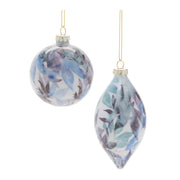 Abstract Glass Christmas Ornaments – Blue White Mixed Shapes