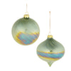 Green Iridescent Glass Christmas Ornaments – Swirled Design