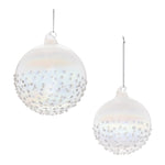 Ball Ornament Set of 12 4"H Clear Glass Iridescent Glam Holiday Decor By Melrose