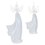 Angel Ornament (Set of 6) 7.5"H Clear Glass Iridescent Glam Holiday Decor By Melrose