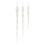 Icicle Ornament (Set of 18) 11.5"H Clear Glass Swirled Glam Holiday Decor By Melrose
