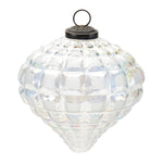 Onion Ornament Set of 4 5.25"H Clear Glass Iridescent Textured Glam Holiday Decor By Melrose