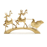 Christmas Hammered Metal Deer with Sleigh 25"H Indoor Decor by Melrose