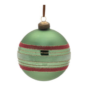 Red and Green Striped Glass Ornaments – Traditional Holiday Decor