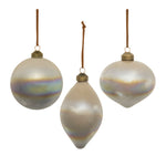 Cloudy Iridescent Ornament (Set of 6) 6"H Beige Gray Glass Farmhouse Holiday Decor By Melrose