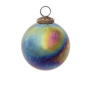 Christmas Glass Hanging Ball Ornament Distressed Iridescent 4 Inch Height Set of 12 by Melrose