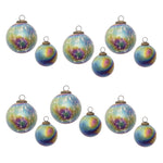 Christmas Iridescent Glass Ball Ornament 4" Height Blue Purple Holiday Decor Set of 12 by Melrose