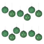 Christmas Glitter Frosted Glass Ball Ornament 3" Height Green Holiday Decor Set of 12 by Melrose
