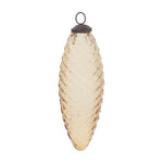 Christmas Pine Cone Glass Ornament 6" Height Amber Tan Holiday Decor Set of 12 by Melrose