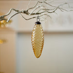 Christmas Natural Pine Cone Ornament Amber Glass 6 Inch Height Set of 12 by Melrose
