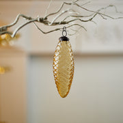 Christmas Natural Pine Cone Ornament Amber Glass 6 Inch Height Set of 12 by Melrose