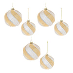 Christmas Distressed Glass Ball Ornament 4 and 5" Height Silver and Gold Holiday Decor Set of 6 by Melrose