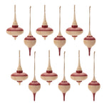 Christmas Wooden Top Ornaments Set of 12 5.25"H Holiday Decor by Melrose
