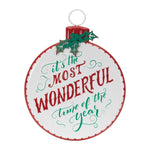 Metal Holiday Ornament Sign – 14"D x 16"H “Wonderful Time of the Year” Wall Decoration by Melrose
