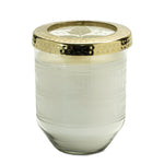 White Currant Scented Soy Candle – 5"H – Holiday Glass Candle with Pressed Floral Lid by Melrose