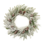 Mixed Pine Wreath 27.25"H – Frosted Green Plastic Pinecone Winter Farmhouse Decor By Melrose