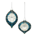 Reflector Ornament (Set of 12) – 4"H Glass Green Plaid Christmas By Melrose