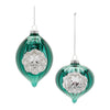 Green & Silver Glass Reflector Ornaments – Set of 12 Christmas Decorations