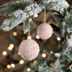 Ball Ornament (Set of 4) 3"D Plastic Pink Furry Christmas Tree Decor By Melrose