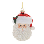 Santa Face Ornament (Set of 12) – 5.25"H Glass Red & White Christmas By Melrose