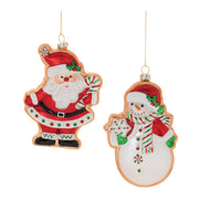 Santa & Snowman Cookie Glass Ornaments – Set of 12