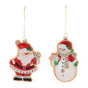 Santa & Snowman Cookie Glass Ornaments – Set of 12