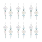 Glam Blue Holiday Tree Ornaments Glass Drop Set