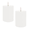 White Flameless LED Pillar Candle Set – Wax Finish – 4 in Height – Home Styling by Melrose