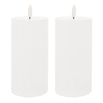 Indoor LED Pillar Candle Set – White Wax Finish – 6" H Decorative Lighting by Melrose