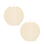 Ivory LED Round Candles Set Wax Look Finish – 4" H Indoor Candle Decor by Melrose