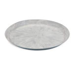 Round Iron Tray 13.75"D Gray Distressed Starburst Design Modern Industrial By Melrose