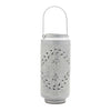 Decorative Punched Metal Lantern – Gray Iron Glazed Design