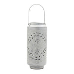 Punched Metal Lantern 15.5"H Gray Iron Glazed Design Modern Glam By Melrose