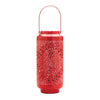 Red Punched Metal Candle Lantern – Industrial Home Decor