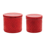 Scalloped Red Containers with Lids – Metal Set of 2 by Melrose