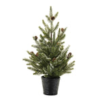 Potted Mini Pine Tree (Set of 2) – 20"H Green with Pinecones, Farmhouse Holiday Decor by Melrose