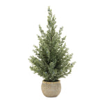 Potted Mini Pine Tree (Set of 2) – 23"H Green with Pinecones in Wicker Planters, Farmhouse Holiday Decor by Melrose
