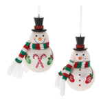 Frosted Glass Snowman Ornament (Set of 6) – 4.5"H White, Red & Green Christmas Tree Decor by Melrose