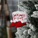 Festive Snow Shoe Ornament (Set of 4) – 4"H Red & White Polyester Christmas Tree Decor by Melrose