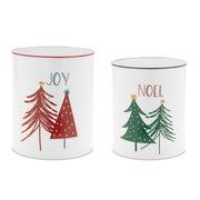 Christmas Metal Planters with Festive Text