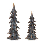 Christmas Tabletop Pine Trees 13.25" And 17" Resin Holiday Decor Set Of 2 by Melrose