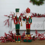 Holiday Nutcracker Soldier (Set of 2) – 19"H Red Green Black Resin Christmas Decor by Melrose