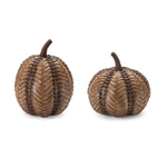Rustic Pumpkin (Set of 2) – 8.5"H Brown Resin Fall Thanksgiving Decor by Melrose