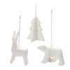 White Ceramic Woodland Ornaments Set of 6