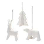 Modern Ceramic Animal Ornaments (Set of 6) – 3.5"H White Ceramic Christmas Tree Decor by Melrose