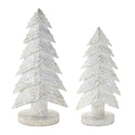 Christmas Tabletop Trees (Set of 2) – 11"H White Resin Indoor Holiday Decor by Melrose
