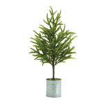 Potted Mini Pine Tree (Set of 2) – 23"H Green Brown Plastic Christmas Tabletop Decor by Melrose