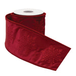 Wired Ribbon – Embroidered Snowflake – 4" x 5 Yds. for Holiday Crafts by Melrose